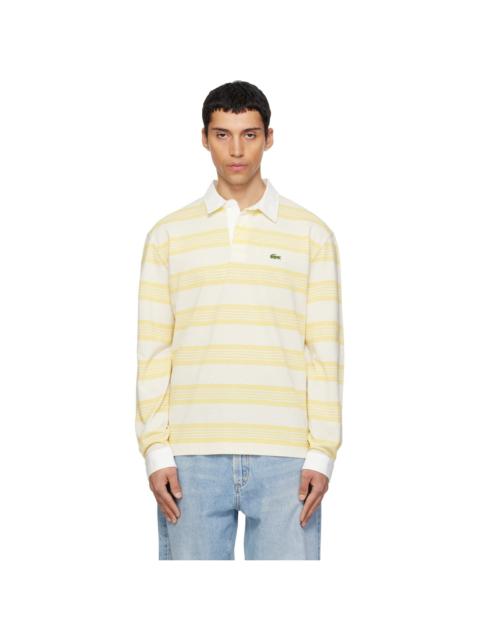 White & Yellow Relaxed Fit Striped Piqué Rugby Polo