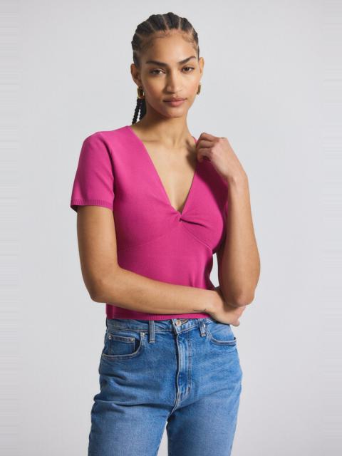 BELLE VISCOSE COMPACT KNIT TWIST FRONT SWEATER