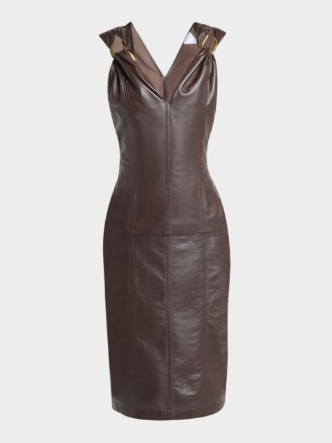 Sleeveless Leather Sheath Dress