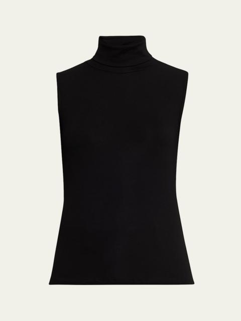 Sleeveless Turtleneck Ribbed Sweater