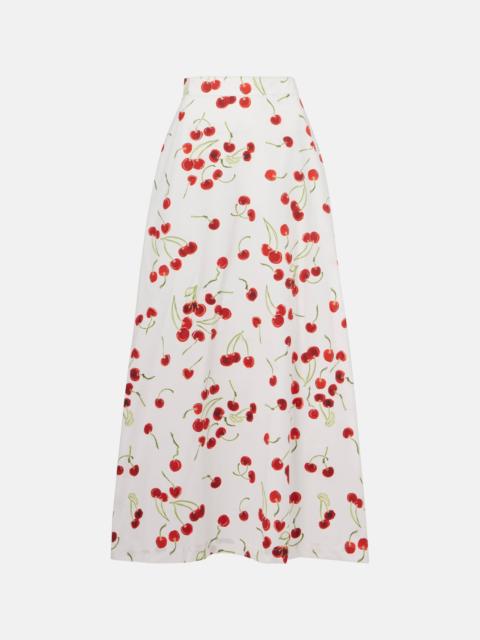 Printed cotton high-rise maxi skirt