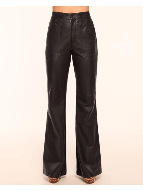 Theodora Leather High-Rise Wide Leg Pant
