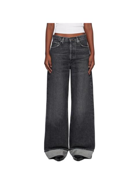 Gray Dame High Rise Wide Leg Jeans