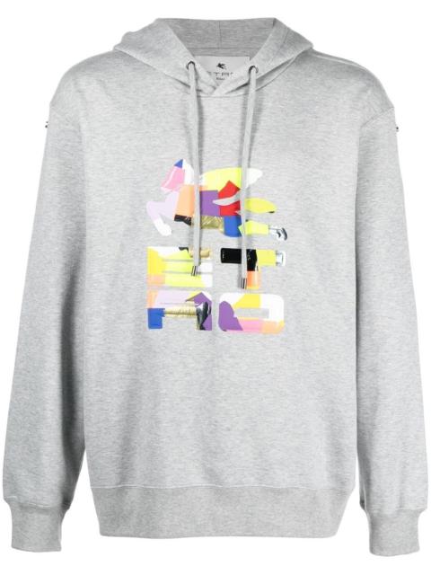 patchwork logo-print rib-trimmed hoodie
