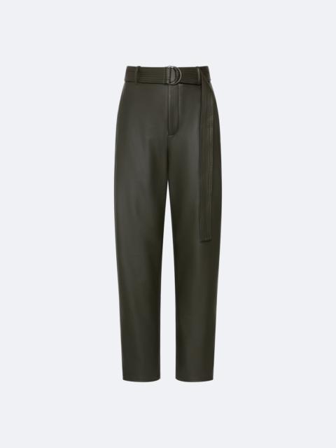Stretch Faux Leather Belted Tapered Trouser