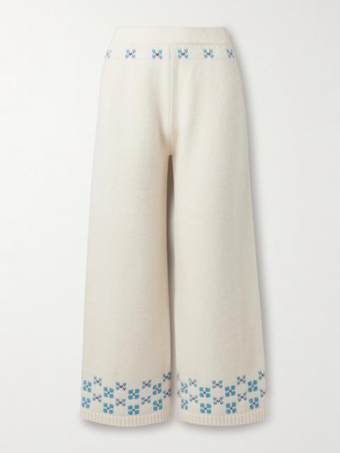 Winter Fair Isle Cashmere Wide-leg Pants