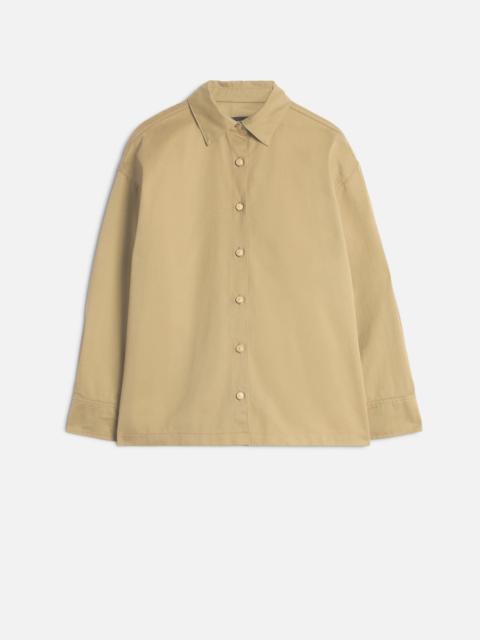 Comfort Twill Pleated Overshirt in Sand Storm