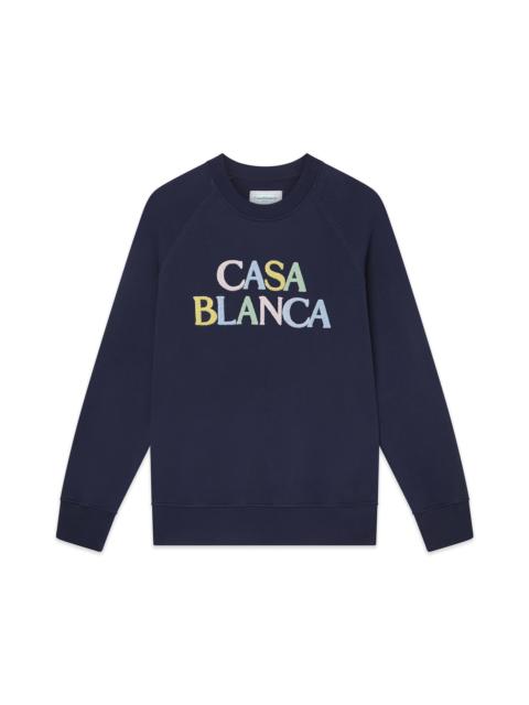 Navy Embroidered Logo Sweatshirt
