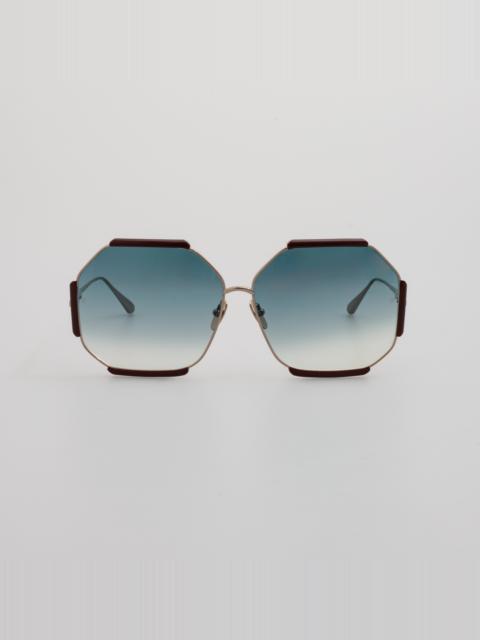 Margot Hexagon Sunglasses in Aqua