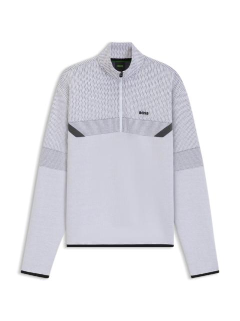 RELAXED-FIT ZIP-NECK SWEATSHIRT WITH QUILTED JACQUARD