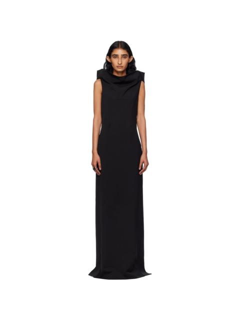 Black Backless Belt Maxi Dress