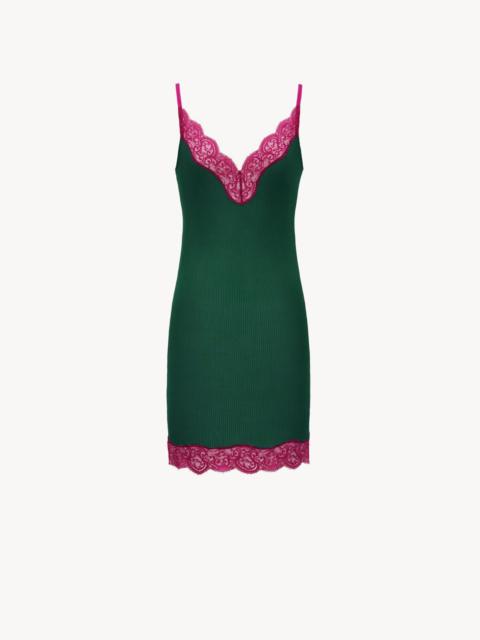 LACE SLIP DRESS IN RIBBED SILK JERSEY