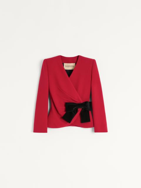 WOOL CREPE JACKET WITH CONTRASTING BOW