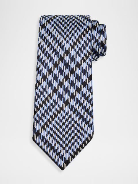 Men's Exploded Prince of Wales Check Silk Tie