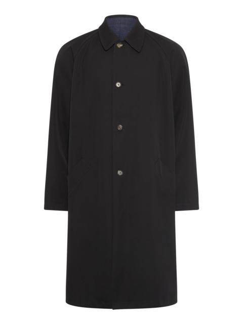 Alain Reversible Coat in Black & Electric Navy Virgin Wool