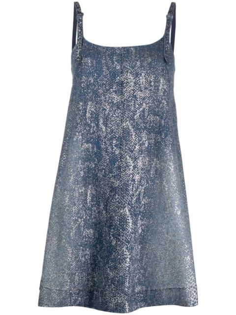 lamÃ© shift denim dress
