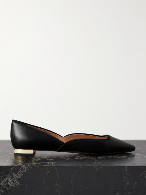 Maia Grosgrain-trimmed Leather Ballet Flats