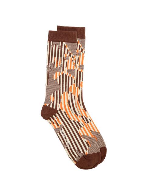 HANDSOME HANDS SOCKS FEMME - BROWN ORANGE HANDSOME GRID