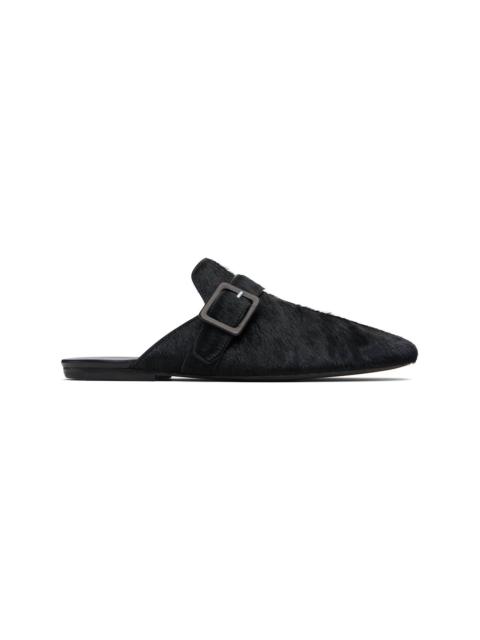 Black Hair-On Leather Loafers