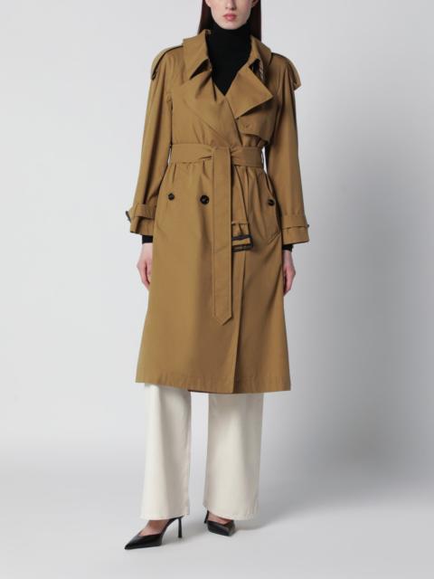 Double-breasted trench coat in cotton blend brown