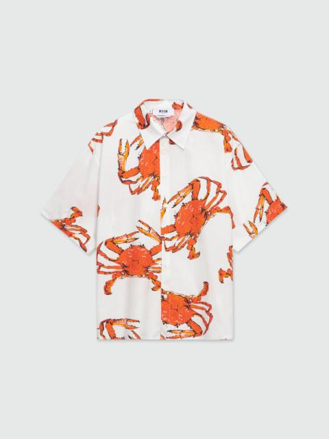 White poplin shirt with "King crab" print