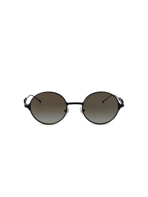 oval-frame metal sunglasses