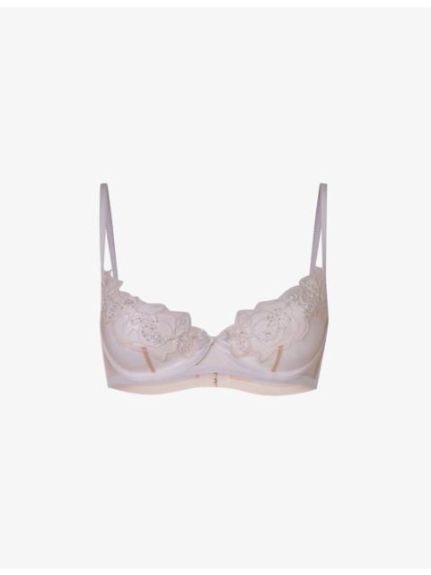 Lindie underwired embroidered floral mesh bra