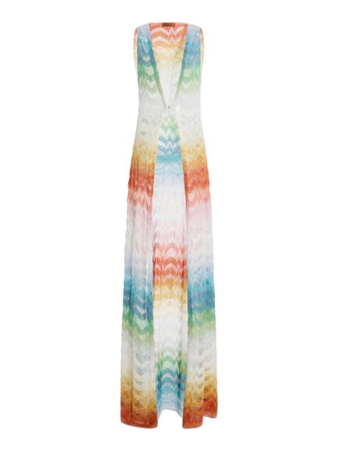 Metallic-Knit Maxi Cover-Up Dress multi