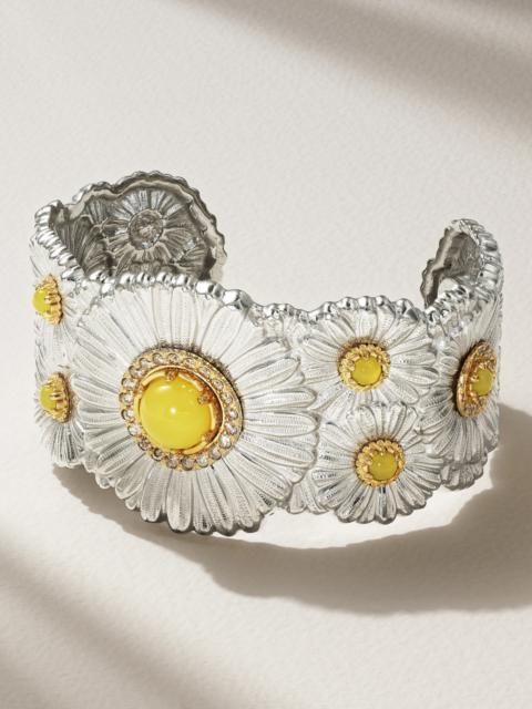 Blossoms Daisy Sterling Silver And Gold Vermeil, Agatha And Diamond Cuff