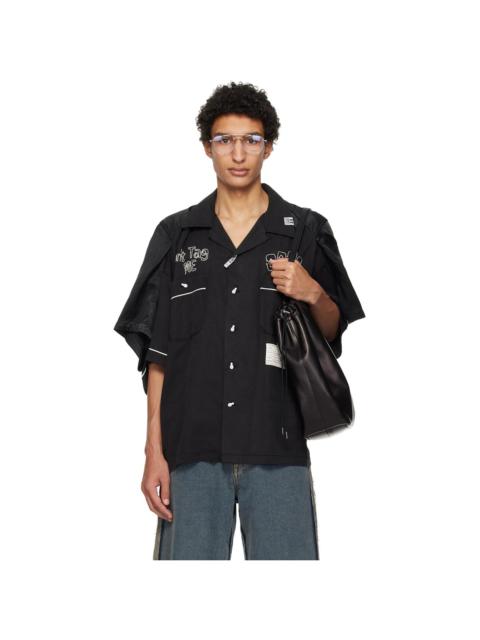 Black W Sleeve Bowling Shirt