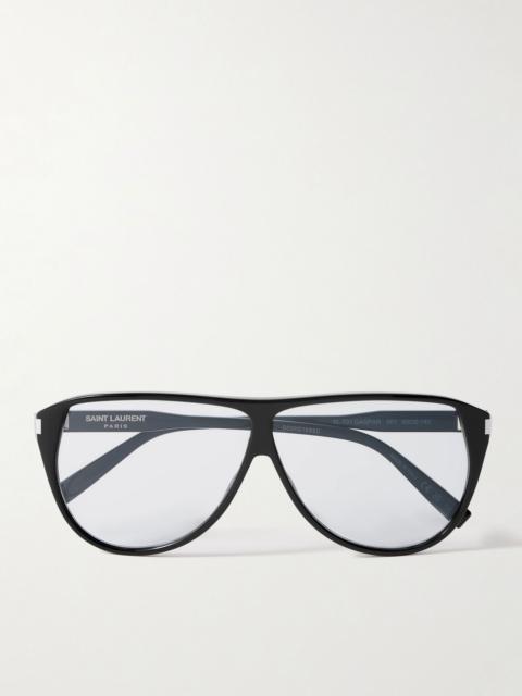 Aviator-style acetate sunglasses Black