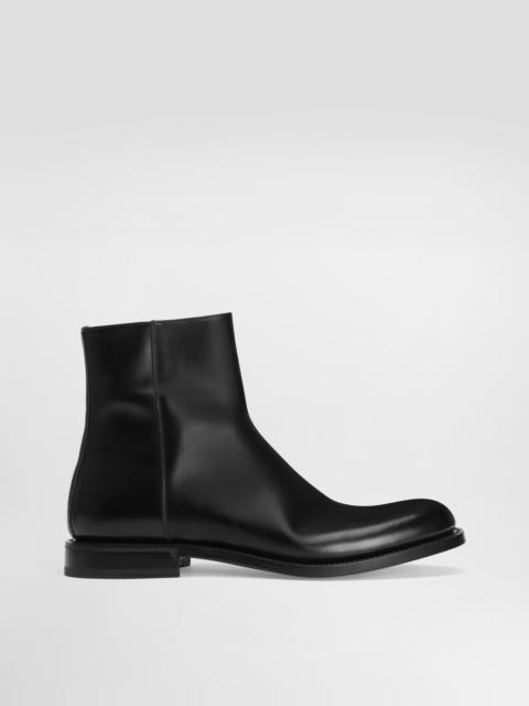 Brushed leather ankle boots