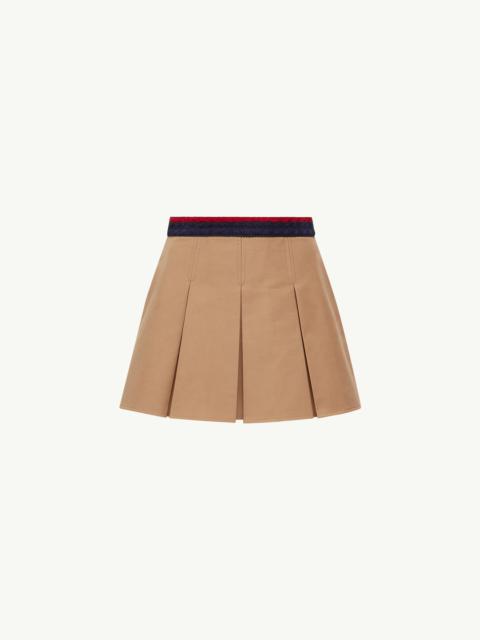 Cotton Gabardine Pleated Mini Skirt