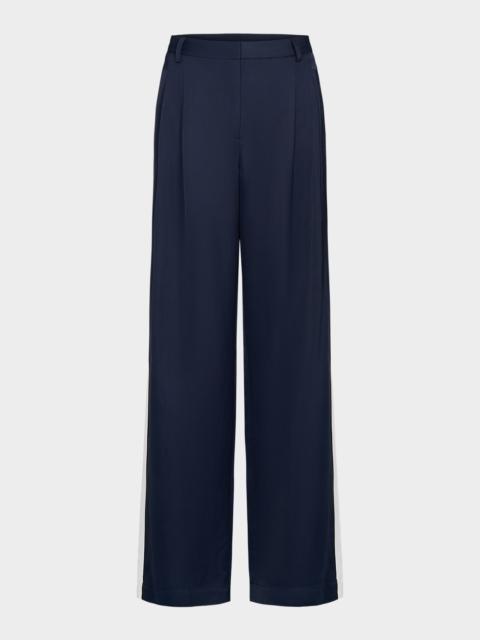 Sulli Pants with Tux Stripes in Coated Viscose Linen