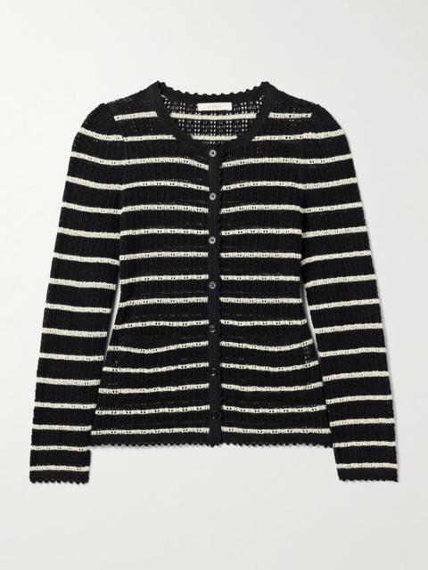 Therese Striped Pointelle-knit Pima Cotton And Silk-blend Cardigan