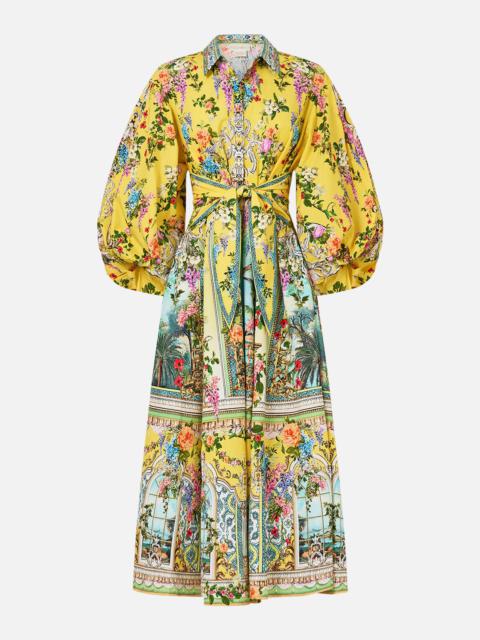 WAIST TIE SHIRT DRESS WITH BUBBLE SLEEVE