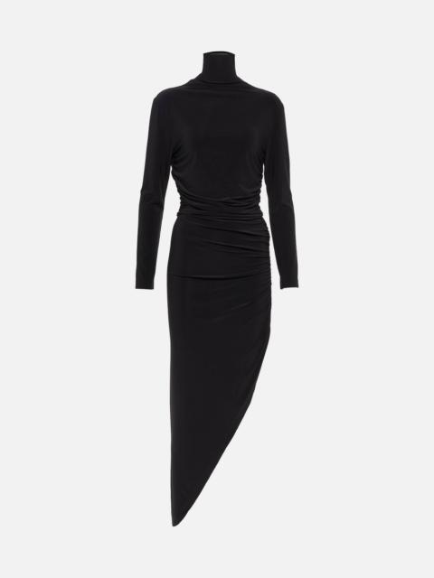 Turtleneck draped jersey maxi dress