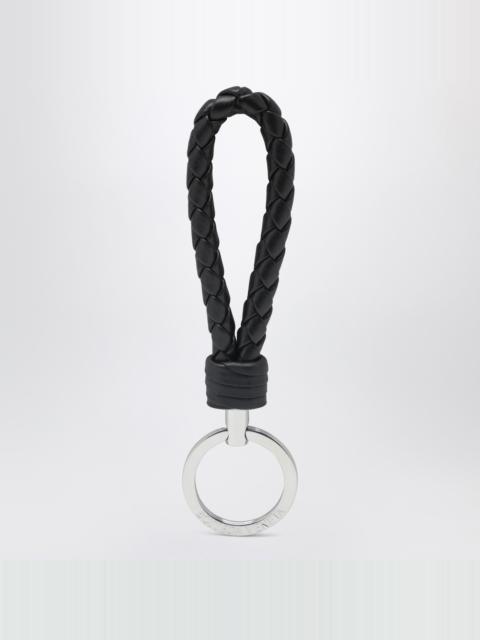 Black Intrecciato leather key ring