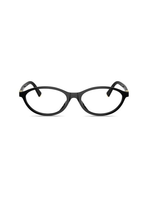 logo-plaque oval-frame glasses
