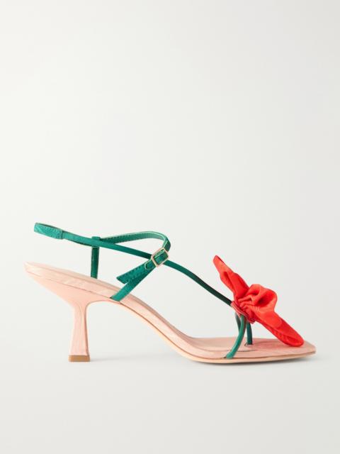 Frank Appliquéd Leather-trimmed Grosgrain Slingback Sandals