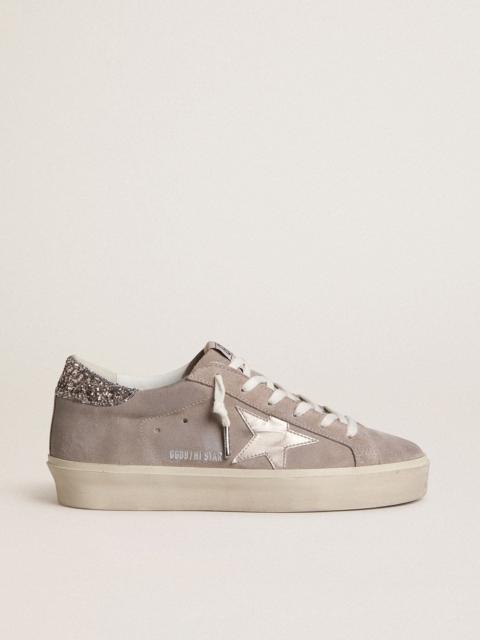 Women’s Hi Star sneakers in beige suede with laminated leather star and glitter heel tab