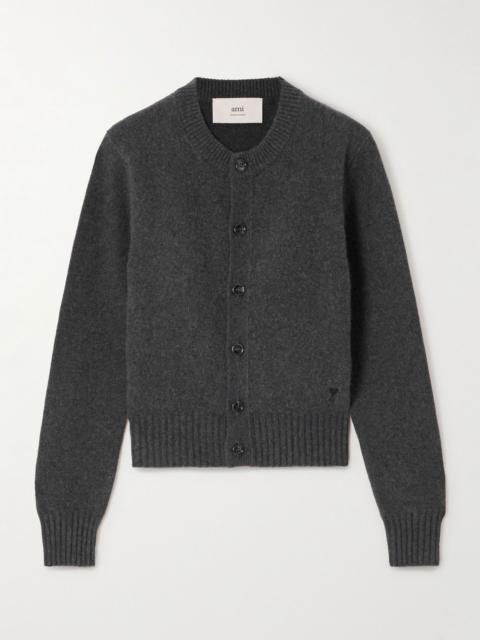 Embroidered cashmere and wool-blend cardigan Dark gray