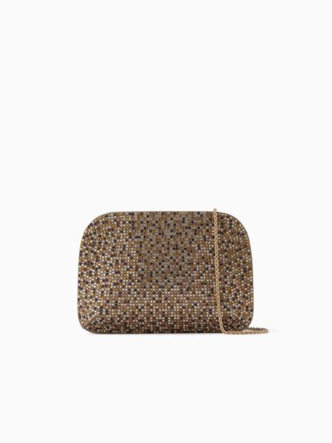 LA PRIMA SATIN AND MULTICOLOURED RHINESTONE CLUTCH BAG