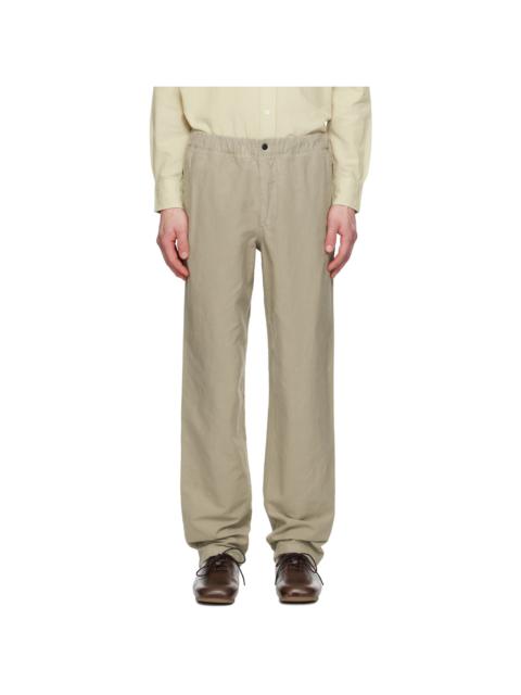 Taupe Ezra Relaxed Cotton Linen Trousers
