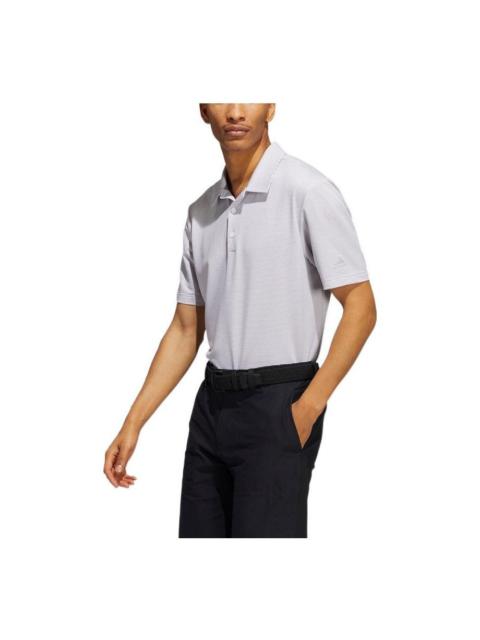 Men's adidas Stripe Logo Casual Sports Short Sleeve Polo Shirt Gray HA9167