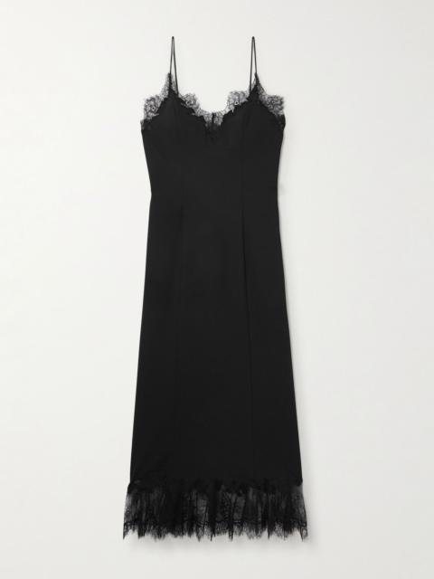 Nadia lace-trimmed satin midi dress Black