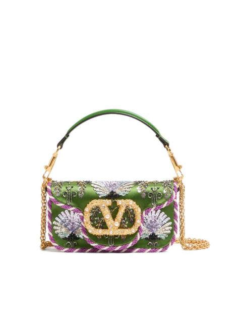 small Locò floral-embroidered VLogo-signature tote bag