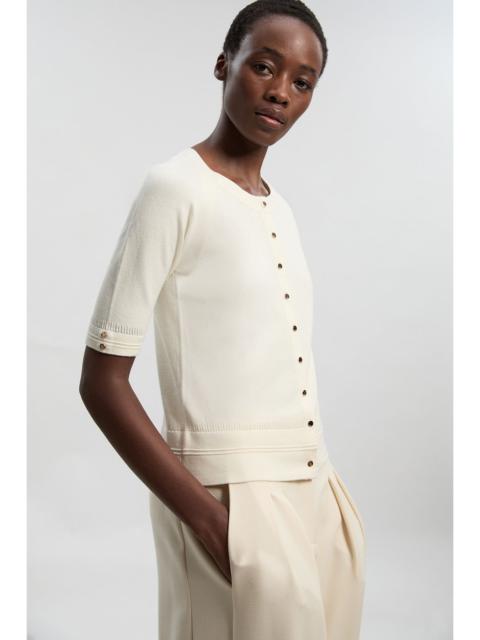 Viscose Blend Knitted Short Sleeve Cardigan