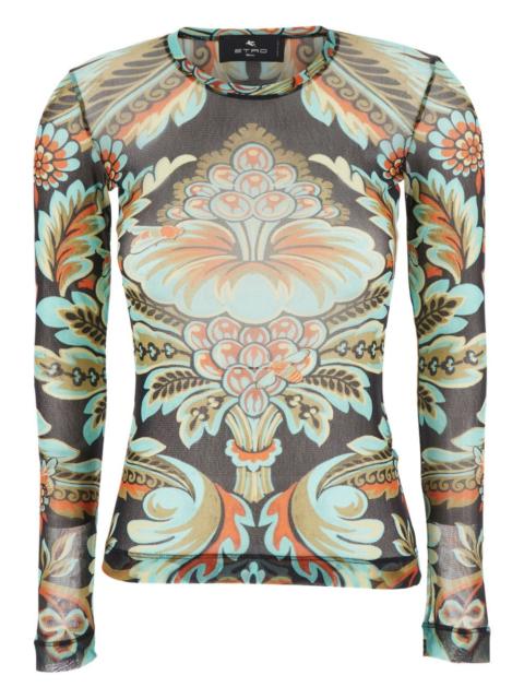 paisley-print mesh top