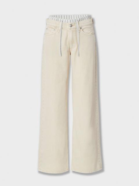 Saige Relaxed Straight Boxer Jeans
Featherweight in Sand Stripe